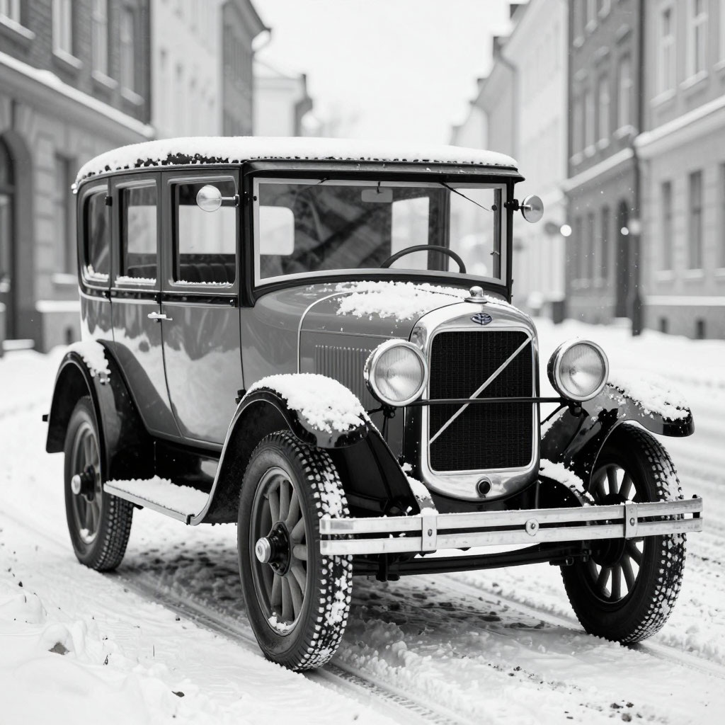 Volvo ÖV4 1927 года на заснеженной улице Гётеборга
