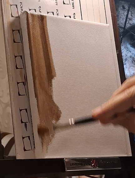 Наносим умбру ленинградскую жидким прозрачным слоем