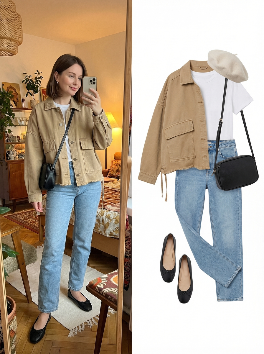 Куртка джинсовая оверсайз Lakomes (коричневая со шнурками)