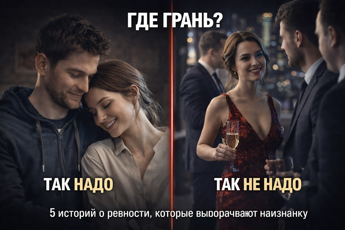 Две картинки одной женщины — скромно одетая с мужем и в откровенном платье на корпоративе.