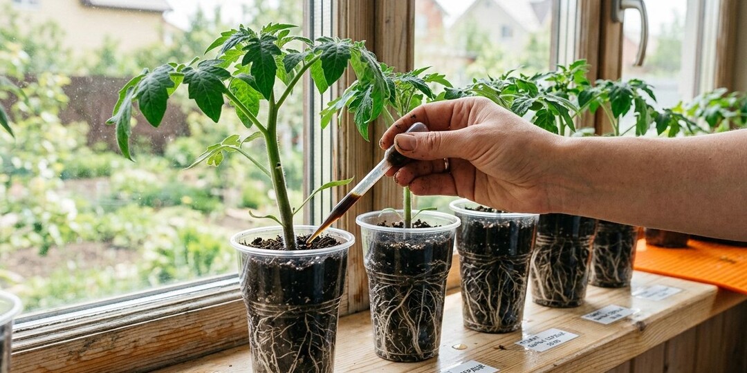 Рассада политая этим эликсиром заметно отличается! Ствол толстый, а корневая система еле влазит в стаканчик.