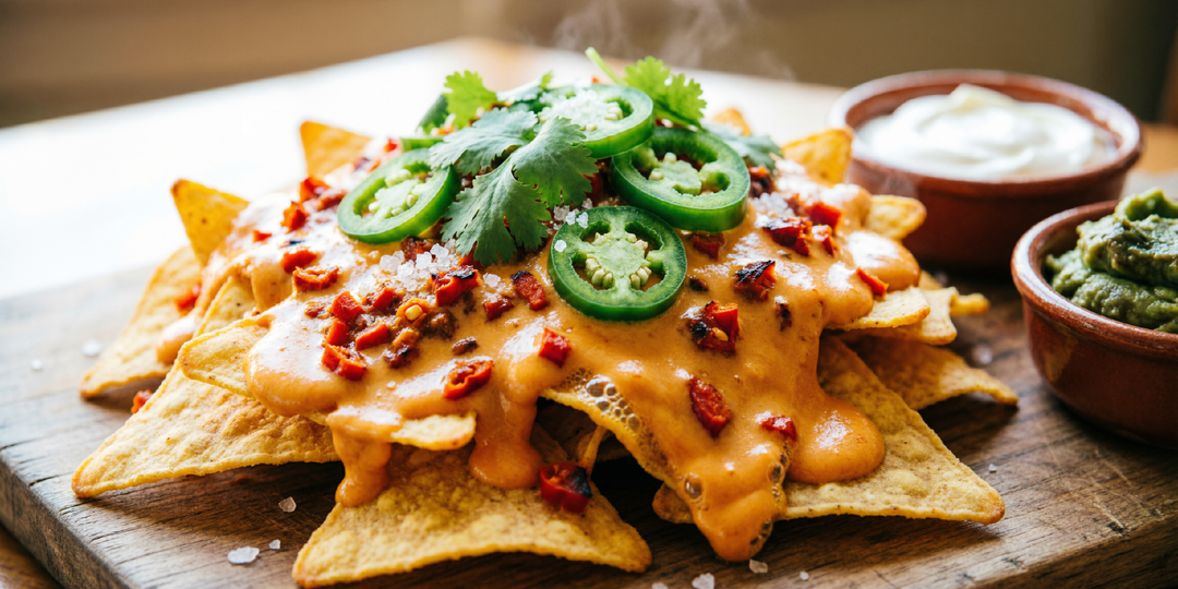 🌮 Хрустящие начос с тягучим чили кон кесо: идеальная закуска, которая покорит всех с первого укуса