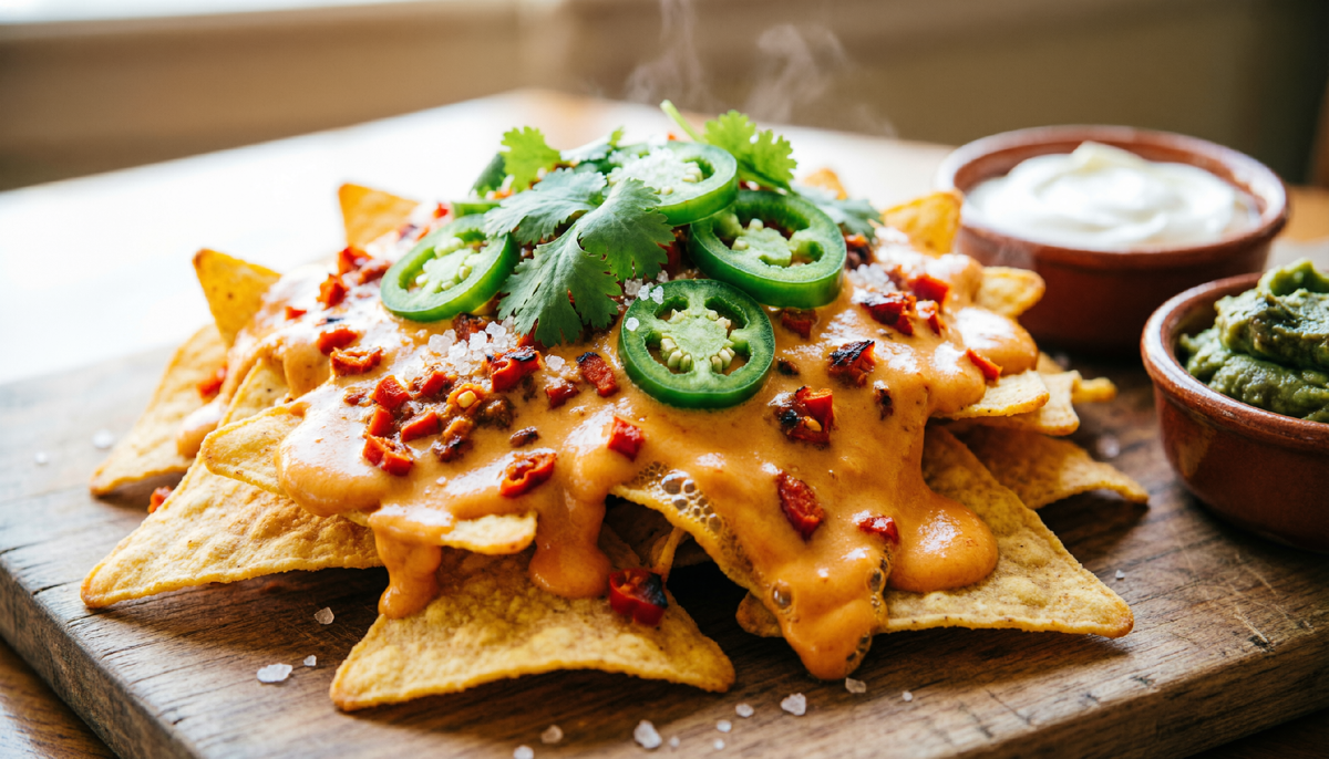 Начос с сырным соусом чили кон кесо