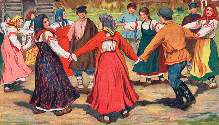 Хоровод (литография Т-ва И.Д. Сытина, начало XX в.). Фото: wikimedia.org