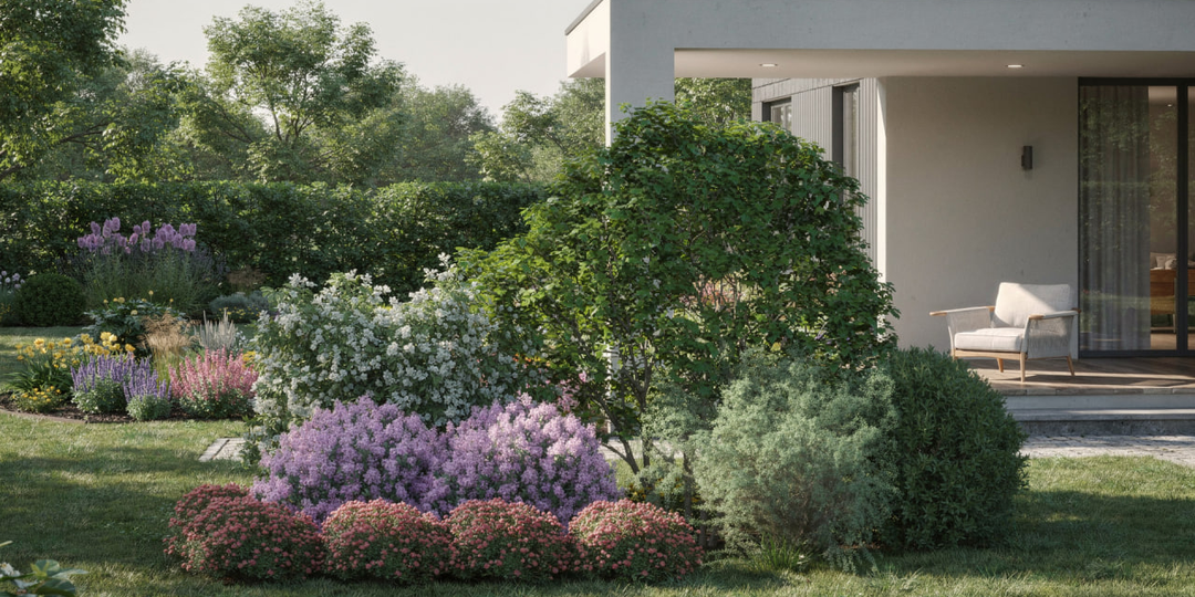 Как спланировать ароматную композицию у крыльца с сиренями и чубушником на 4.5×6 м?