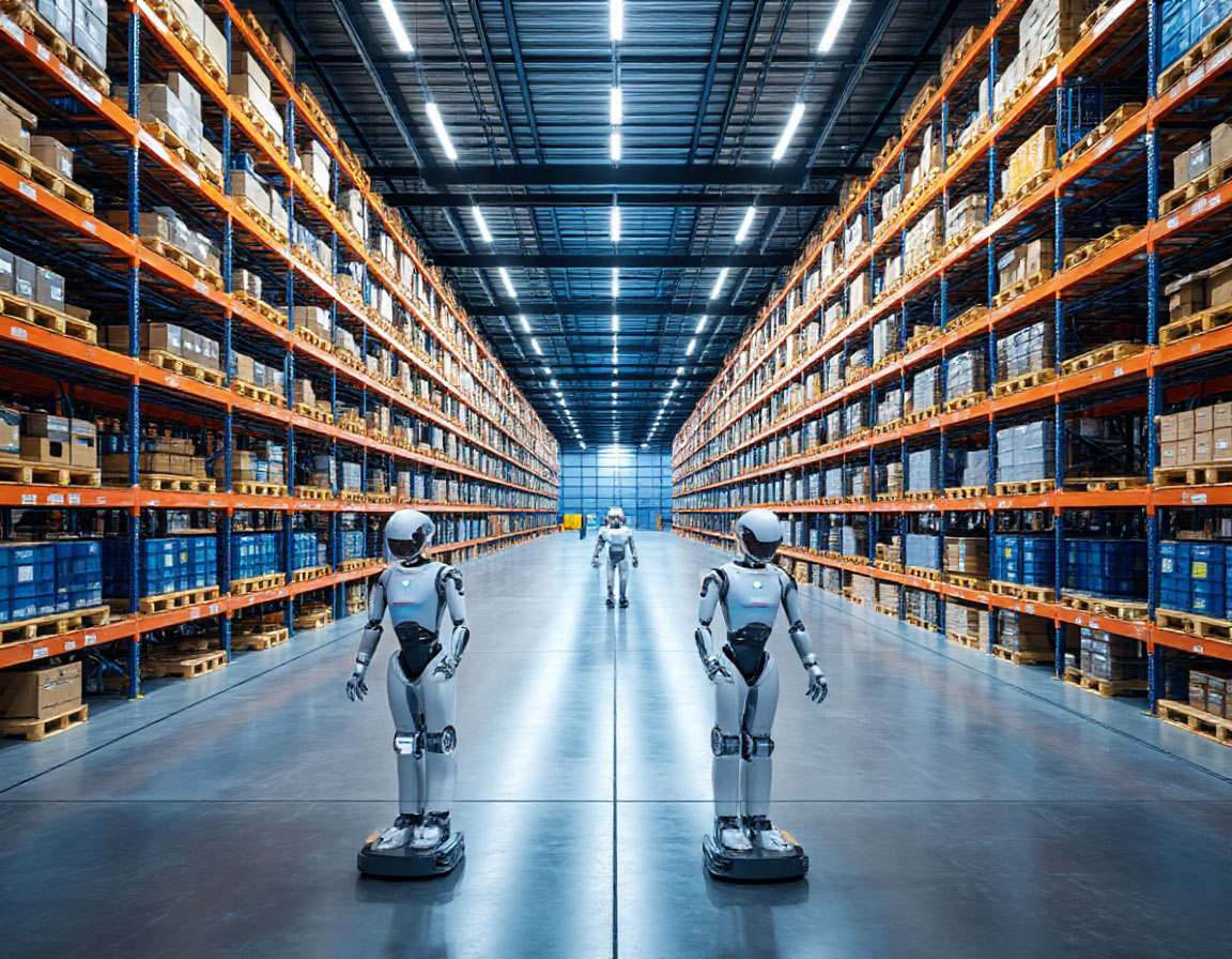 Футуристическая картинка роботизированных складов будущего