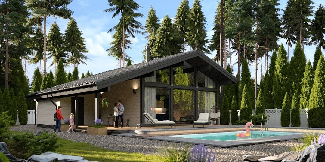 Высокие потолки и панорамные окна — это эффектно днём.