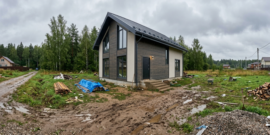 Почему участок выглядит незавершённым, даже если дом уже построен?
