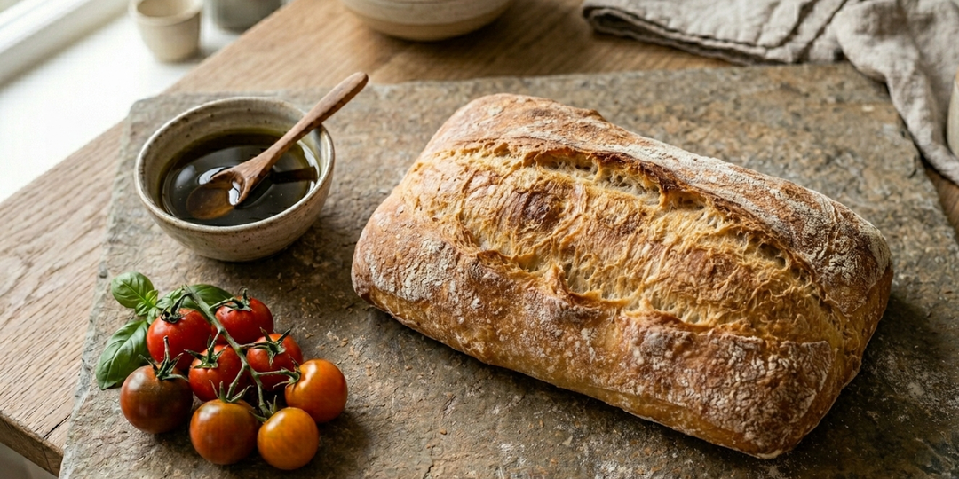 Чиабатта — итальянский хлеб с хрустящей корочкой и кружевным мякишем