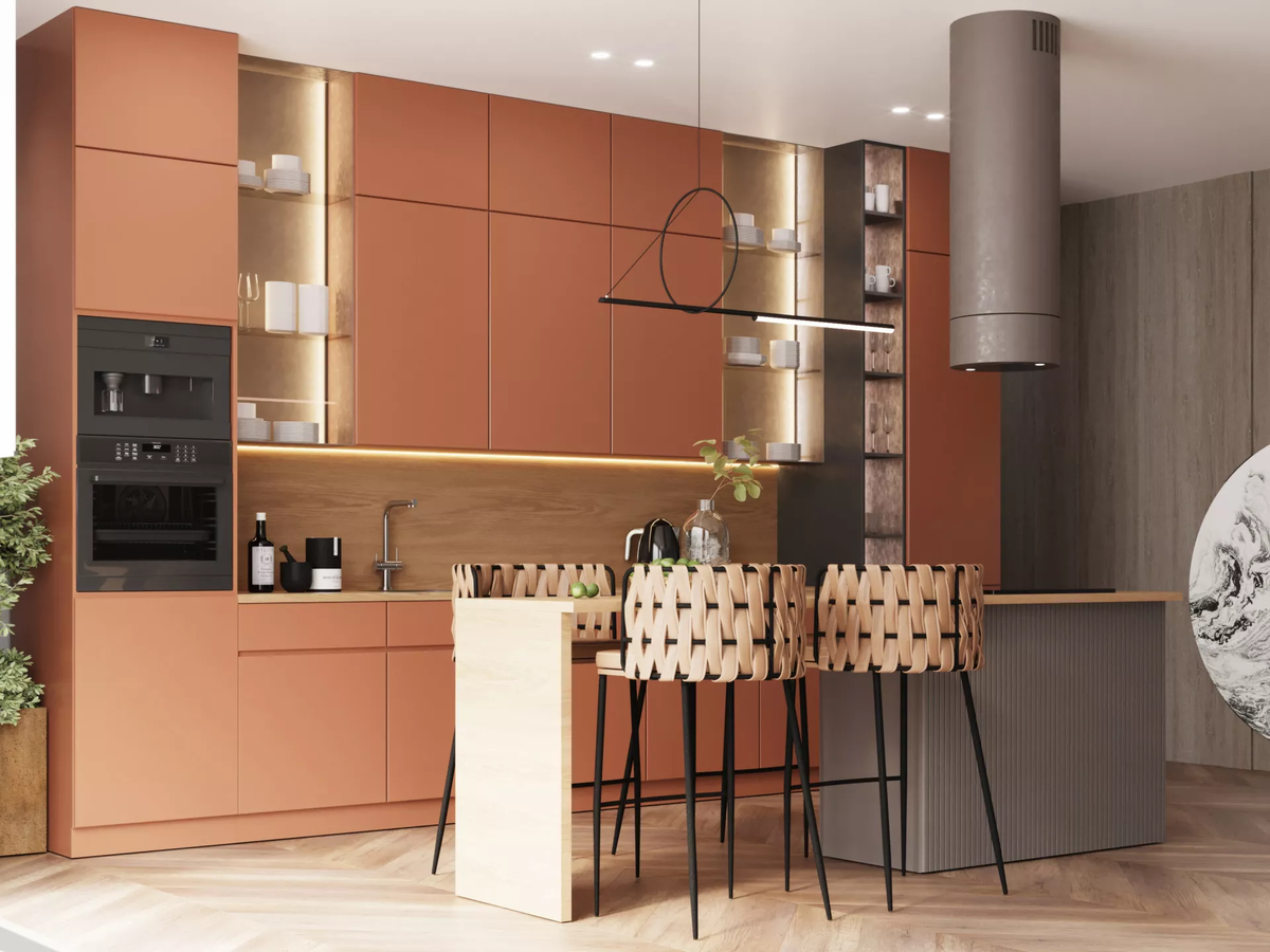 Кухня МДФ с ультраматовым эффектом «Кьери» от фабрики МЕБИУС.