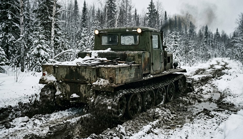Дизель питает генератор, генератор крутит четыре мотора. Это не Tesla - это советский тягач 1958 года