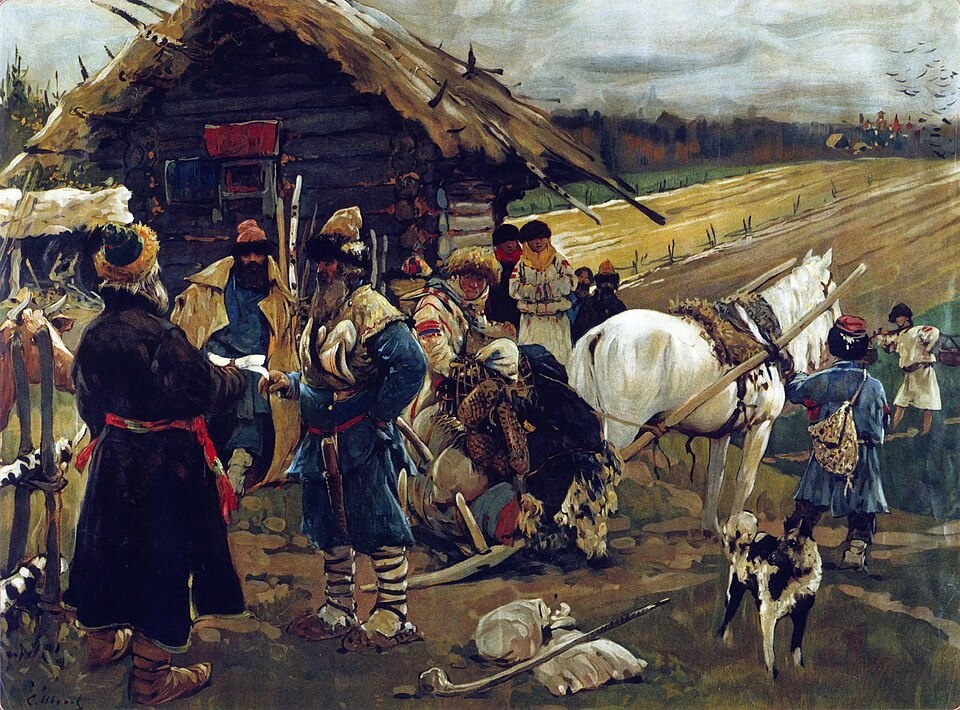 "Юрьев день" Художник С.В. Иванов 1908 год.
