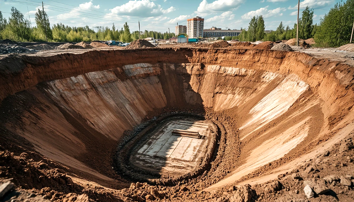 Рыли котлован под стройку.