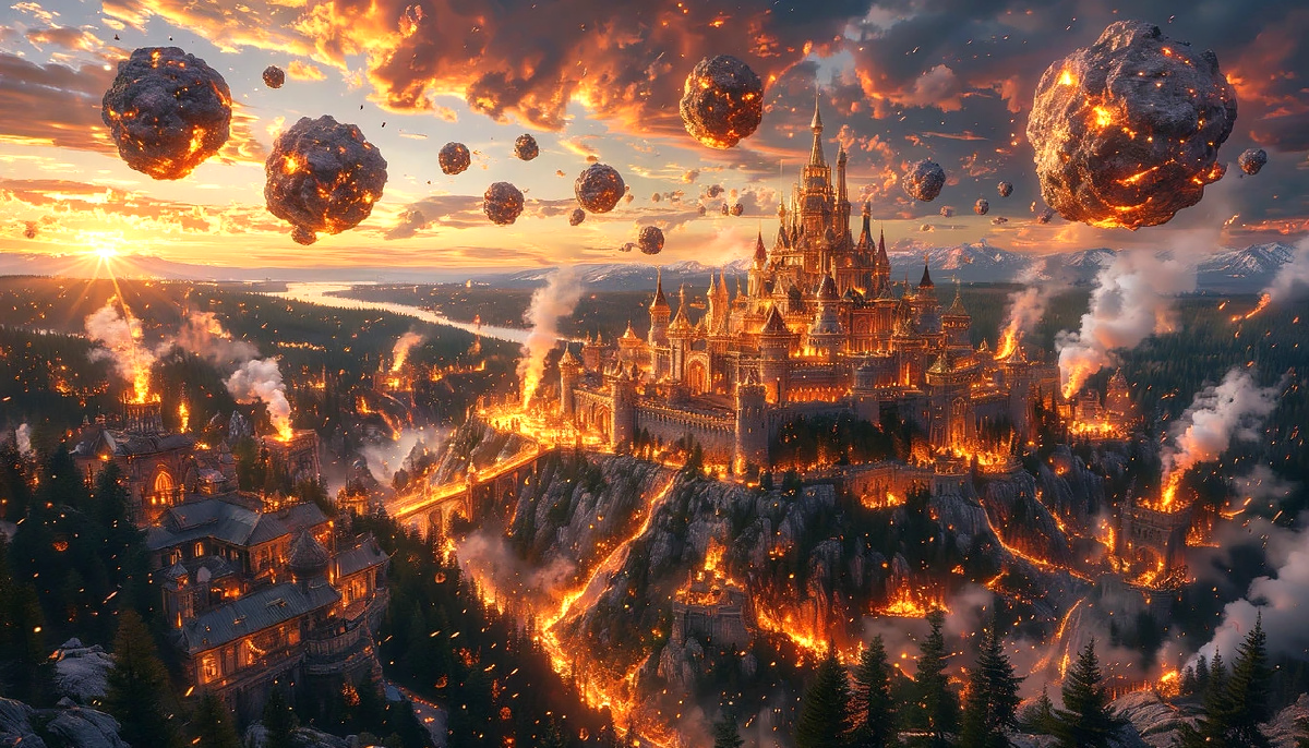 Огненные глыбы посеяли разрушения и грандиозный пожар.