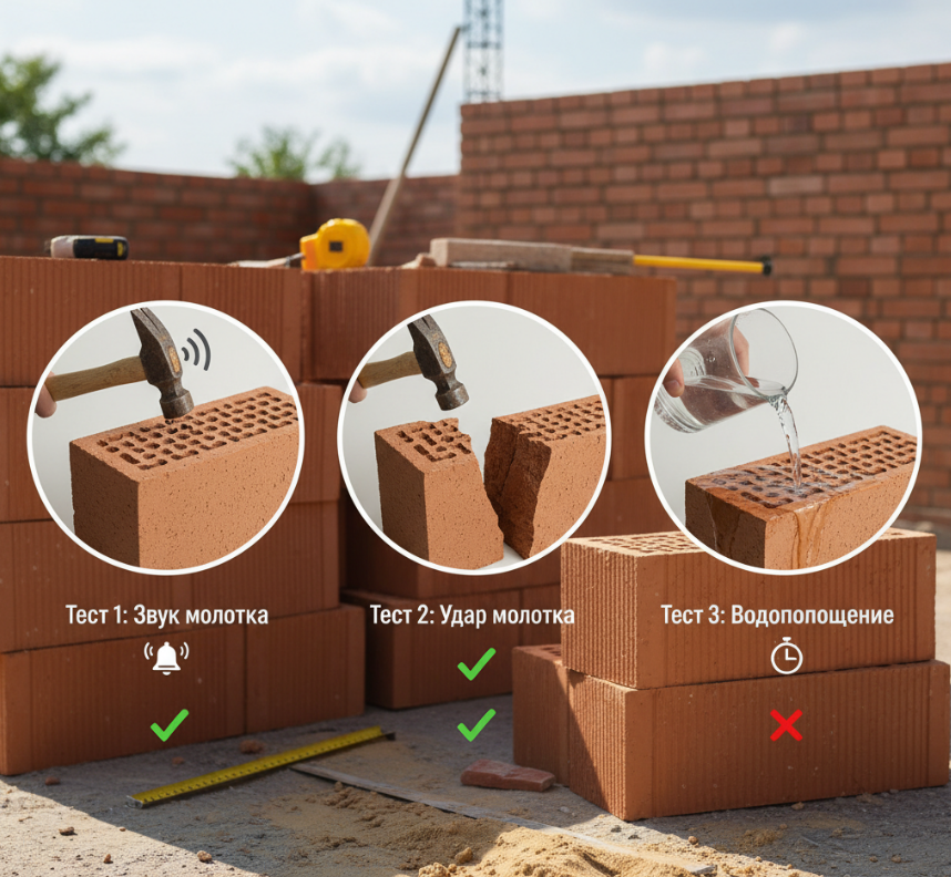 Как проверить качество кирпича прямо на объекте: 3 простых теста с молотком и водой