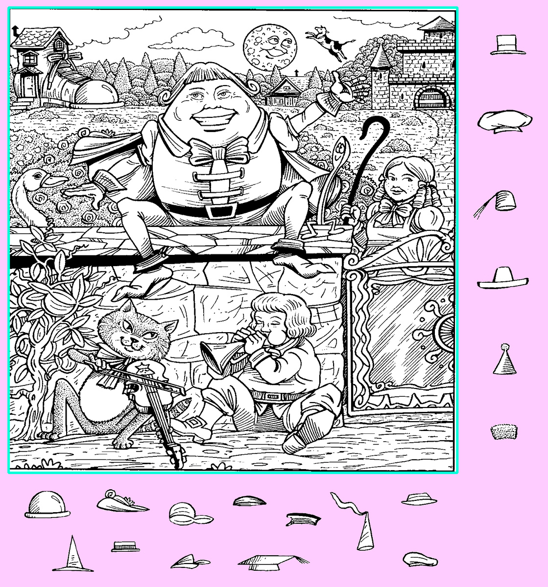 Тест на внимательность: найди колпак, шляпу, цилиндр и прочие предметы на картинке. Картинка подготовлена автором