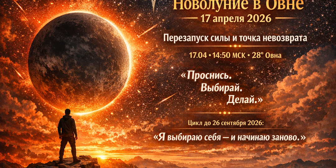Новолуние в Овне 17 апреля 2026: перезапуск силы и точка невозврата