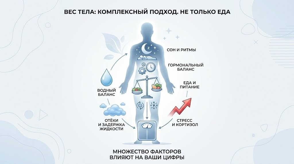 Вес растёт на фоне лекарств, гормональных изменений или состояний, которые влияют на обмен веществ, аппетит или удержание жидкости