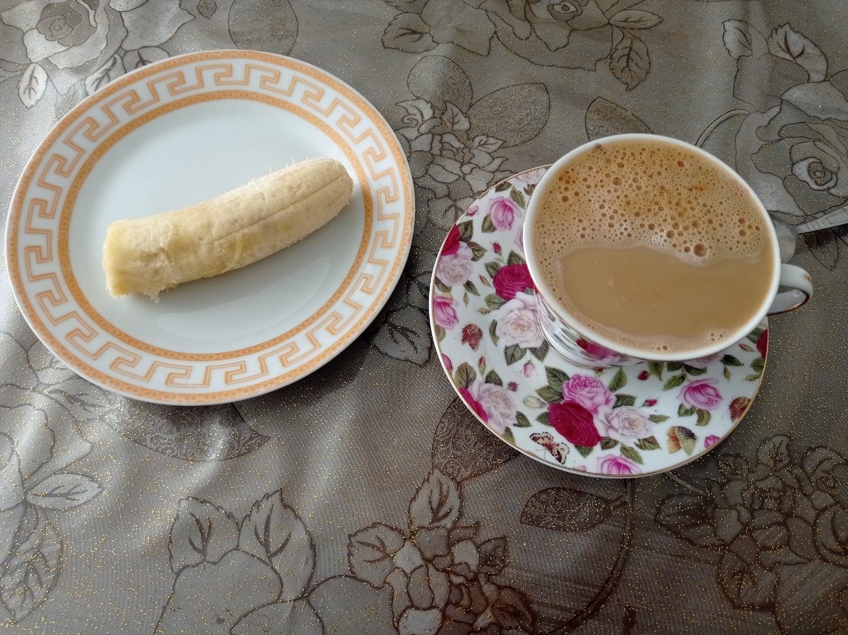 Капучино и половинка банана - такой у меня бывает перекус