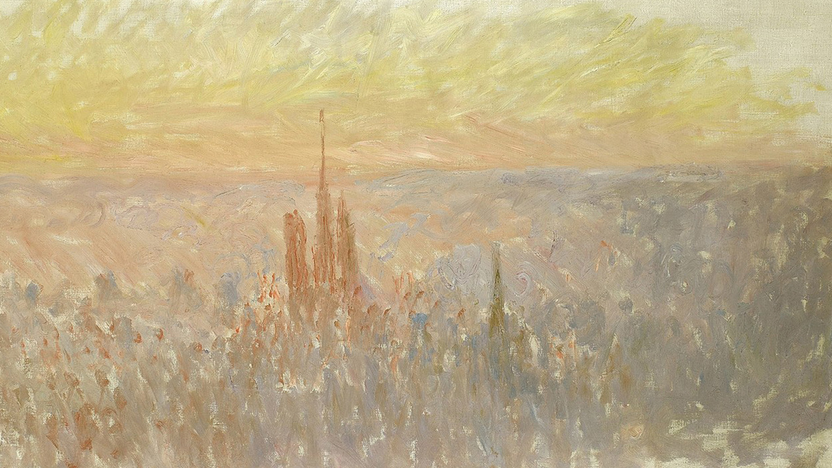 Клод Моне - Вид Руана, 1895 г. Пред­став­ле­на пуб­ли­ке в 1895 г. вмес­те со все­ми "Ру­ан­ски­ми со­бора­ми" →