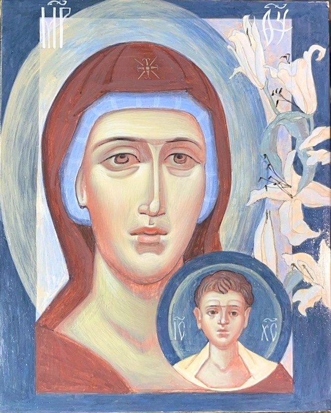 Венчальная пара "Божья Матерь" 2025 год  17х21 см (Осадинова Д.А.)