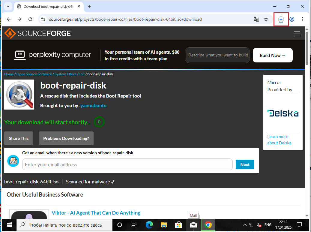Cайт https://sourceforge.net/projects/boot-repair-cd/files/