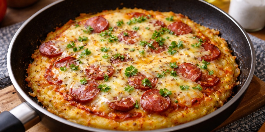 Ленивая пицца из картошки на сковороде - завтрак, который просят каждый день