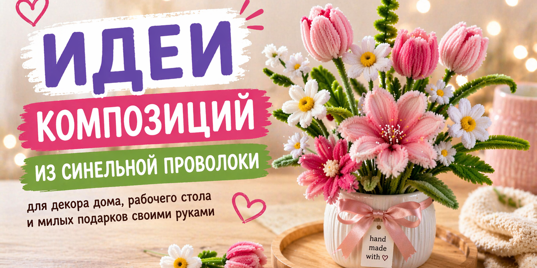 Композиции из синельной проволоки, от которых невозможно оторваться: идеи декора, которые захочется повторить сразу