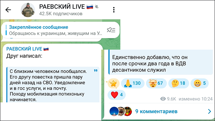    Скриншот с ТГ-канала "Раевский LIVE"