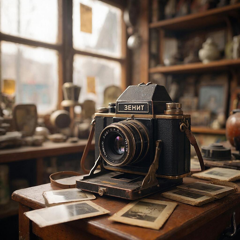 Старый фотоаппарат «Зенит»