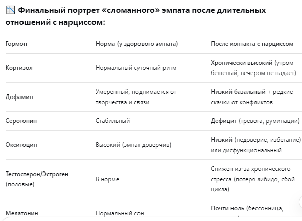 Таблица по гормонам. Фото из Deepseek