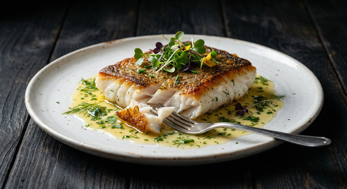 Мурманская треска — рыба с характером. Плотная белая мякоть, крупные слоистые хлопья, чистый морской вкус. В правильных руках это не «столовская рыба», а один из лучших продуктов которые есть в России