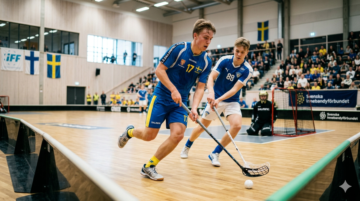 Шведский хоккей без коньков: Флорбол, который завоюет мир! Изображение сгенерировано с помощью ИИ.