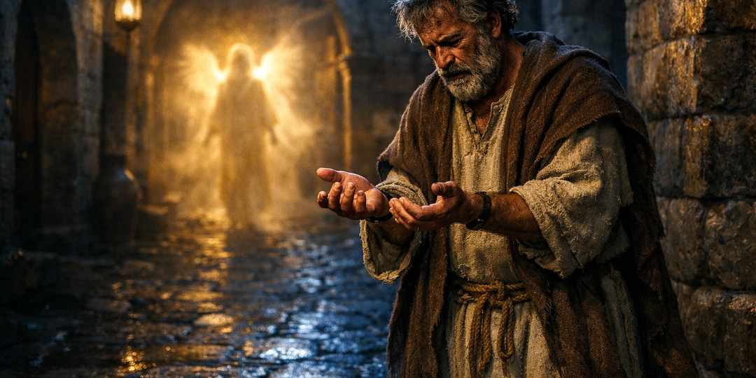 Ангел выводит Петра из темницы Деяния 12:7-12