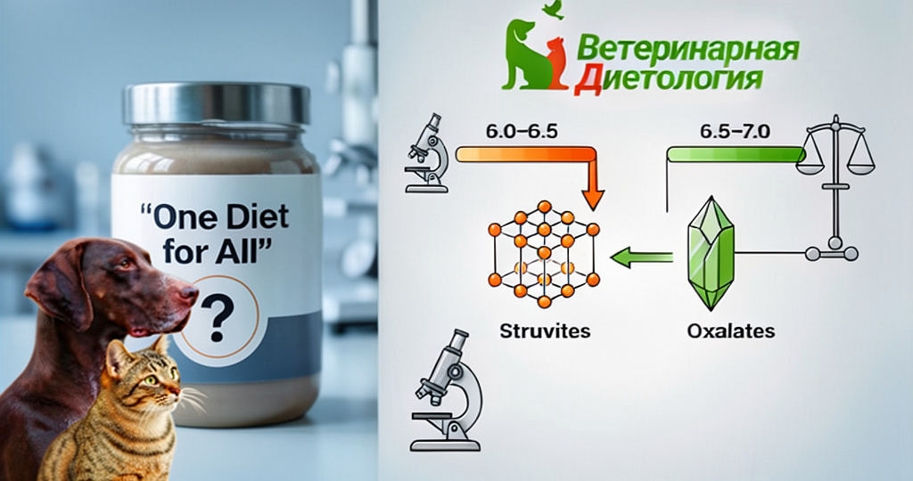 Маркетинг против физиологии: почему «одна диета для всех» не всегда работает при мочекаменной болезни у питомцев.