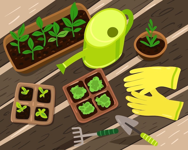 Ссылка на изображение https://img.freepik.com/premium-vector/cute-vector-composition-with-garden-tools-seedlings-garden-work-illustration_479519-235.jpg?semt=ais_hybrid&w=740