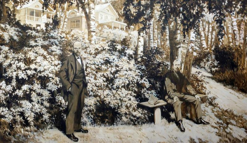В.И. Ленин в имени А.А. Ганшина в Горках на реке Шахе в Переславль-Залесском уезде. 1894 год. Автор: Кардовский Дмитрий [5]
