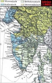 Этнолингвистическая карта Истрии по данным переписи населения 1880 года.[3]
