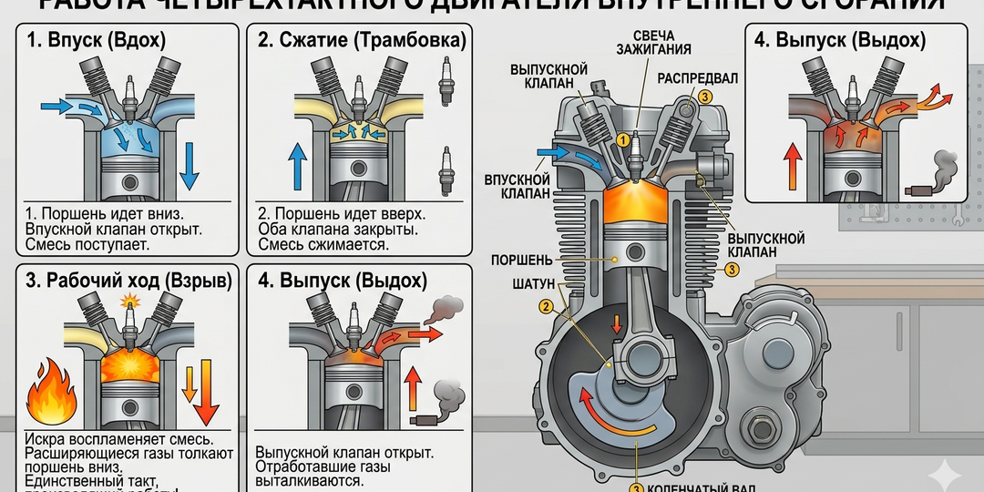 Как работает двигатель внутреннего сгорания