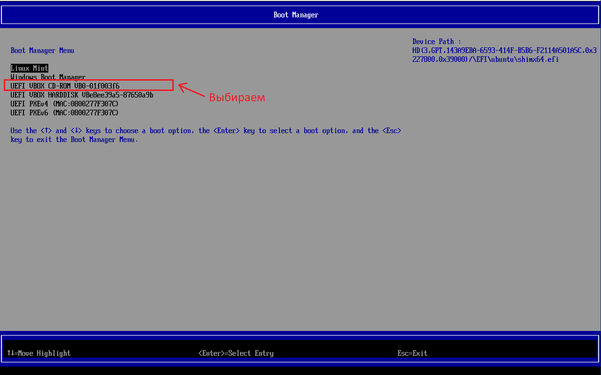 Эмулятор BIOS (UEFI) VirtualBox