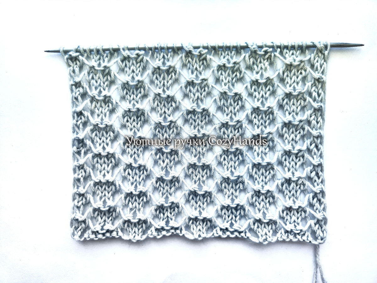 Легкий (для поворотног вязания) ажурный узор спицами