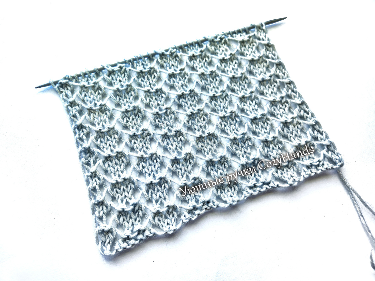 Ажурный узор спицами с рельефными элементами