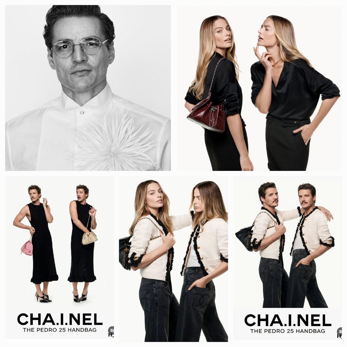 Педро Паскаль, Марго Робби в рекламной кампании Chanel и мемы. Материал:  Chanel и Hey_Reilly.