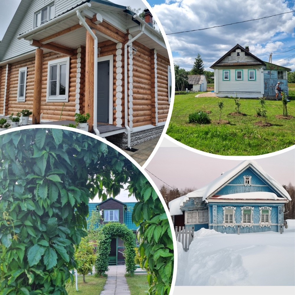 Результат десятилетнего труда. Дома автора) голубенький с резными наличниками "Пряничный домик" который мы и будем восстанавливать.