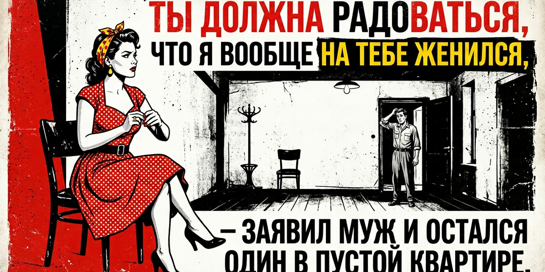«Ты должна радоваться, что я вообще на тебе женился», — заявил муж и остался один в пустой квартире