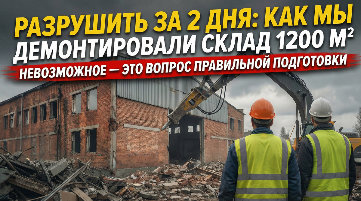 Разрушить за 2 дня: как мы демонтировали склад 1200 м²