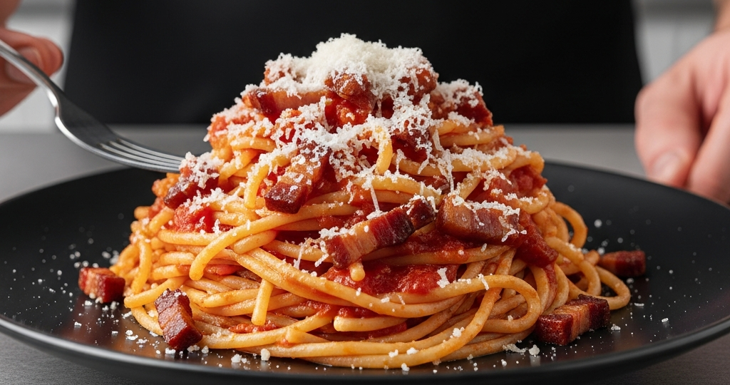 Римская страсть: настоящая паста Аматричана с гуанчиале и пекорино