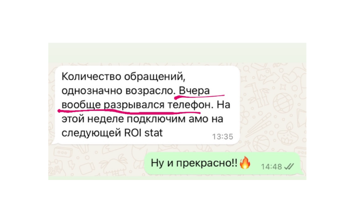 Первые сообщения от клиента после старта рекламы