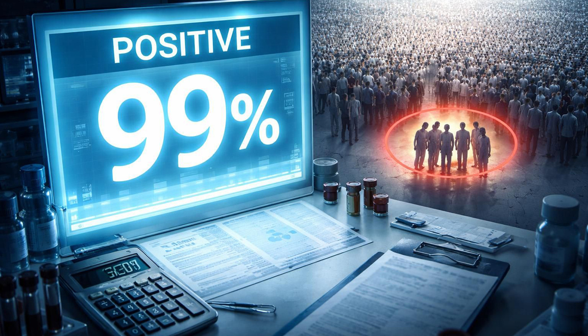 При редкой болезни даже 99%-ный тест даёт лишь 9% вероятности, что вы действительно больны. Игнорирование базовой ставки превращает точный анализ в источник ложной паники.

