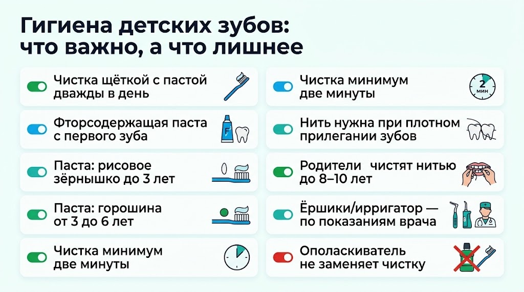 Гигиена детских зубов: что важно, а что лишнее  📷
